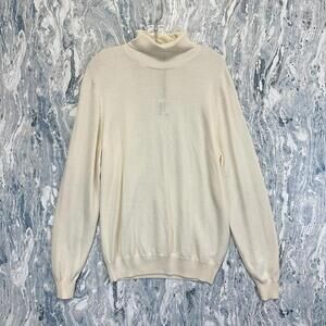 Suit Supply Fine Merino Wool Off White Turtleneck Sweater (L)